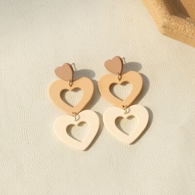 Cutout Heart Acrylic Dangle Earrings - T - 3 COLORS -