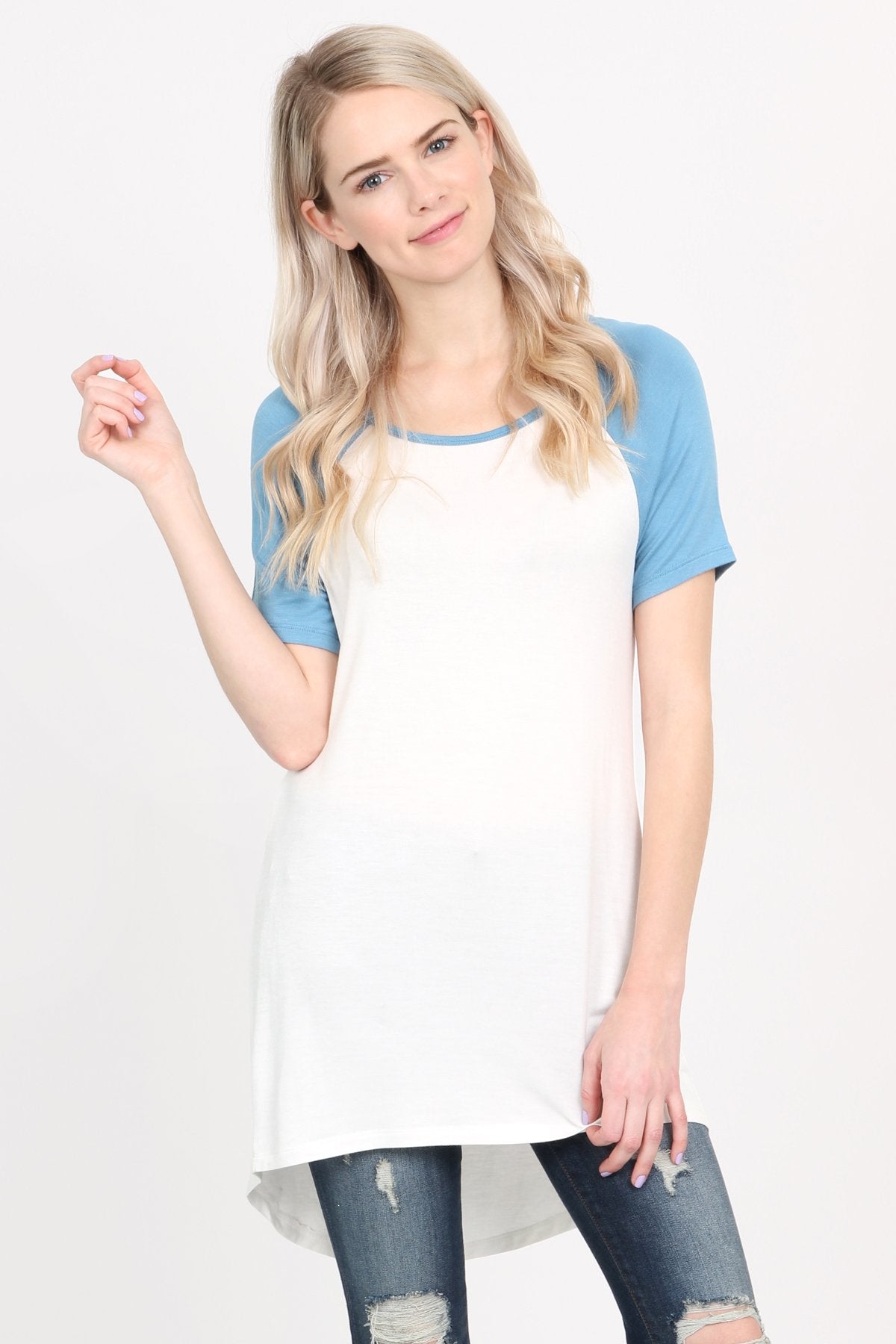 Riah Fashion - Short Sleeve Raglan Top - 4 COLORS -