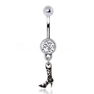 High Heel Cowgirl Boot Dangle Navel Rings -