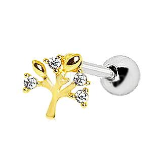 Yellow Gold Sparkling Tree of Life Cartilage Earring -