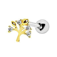 Thumbnail for Yellow Gold Sparkling Tree of Life Cartilage Earring -