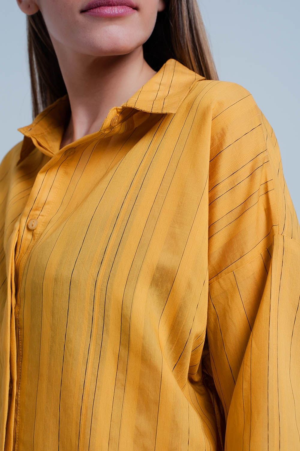 Q2 - Mustard Shirt Thin Black Stripes - 1 COLOR