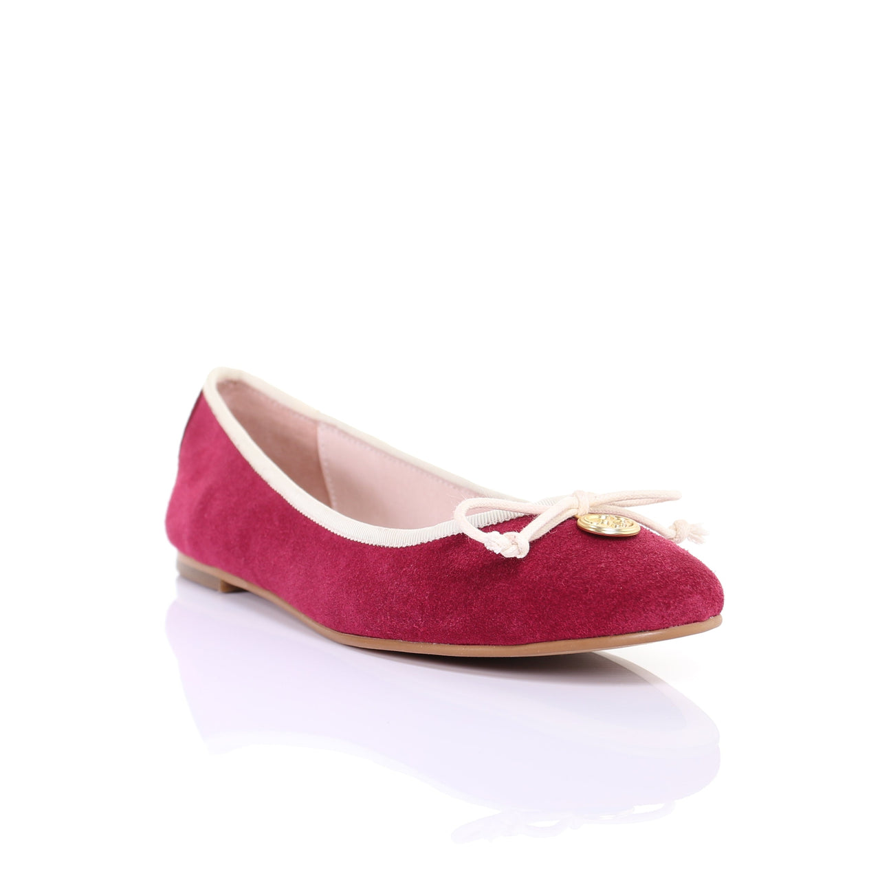 Bow Suede Ballerina (Magenta) -