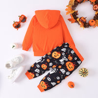 Thumbnail for BOO Graphic Long Sleeve Hoodie and Printed Pants Set - 2 PCS. - T - 2 COLORS -