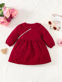 Thumbnail for Peter Pan Collar Buttoned Long Sleeve Dress with matching Bag - 3 PCS. - T - 1 COLOR -