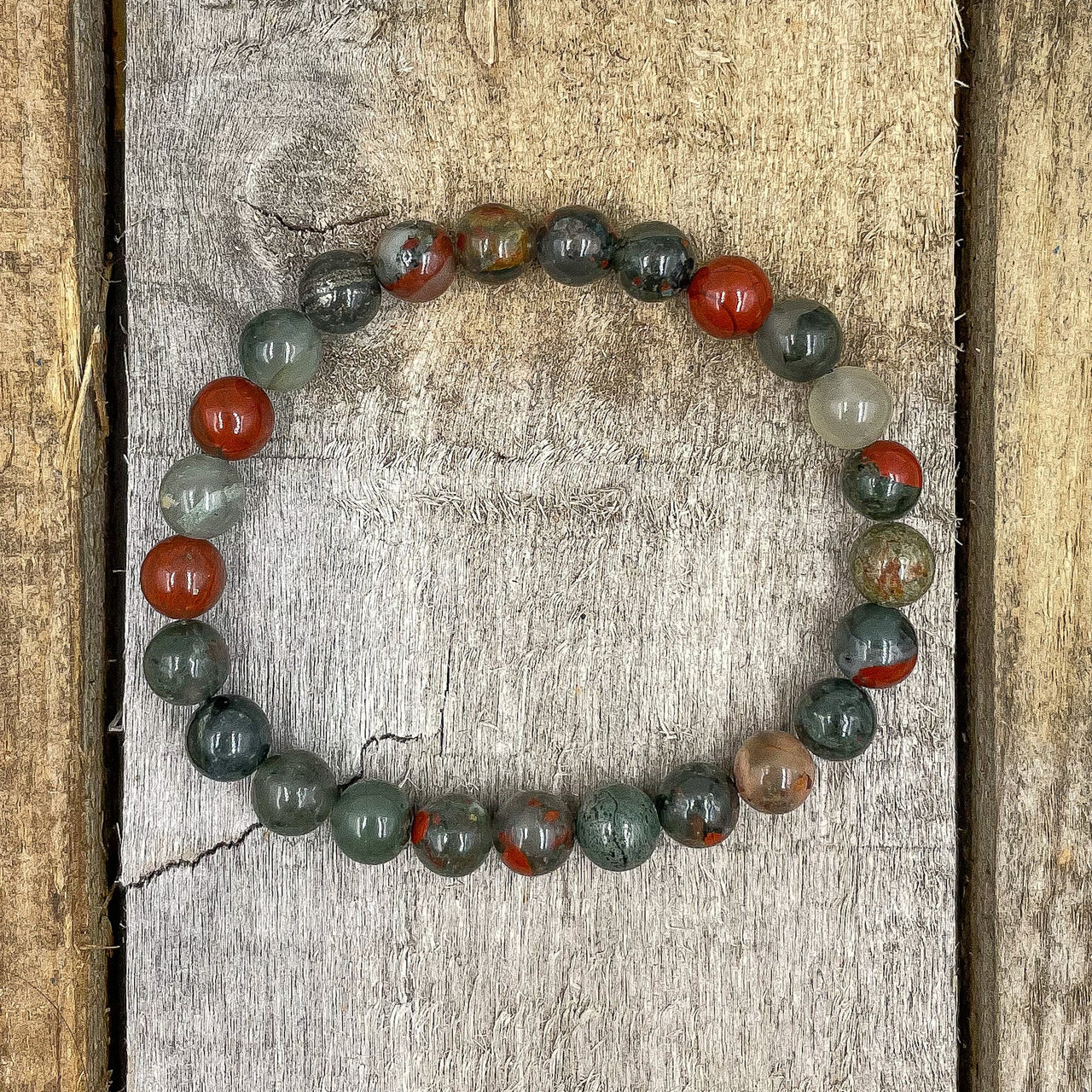 Union - Bloodstone Gemstone Beaded Bracelet -