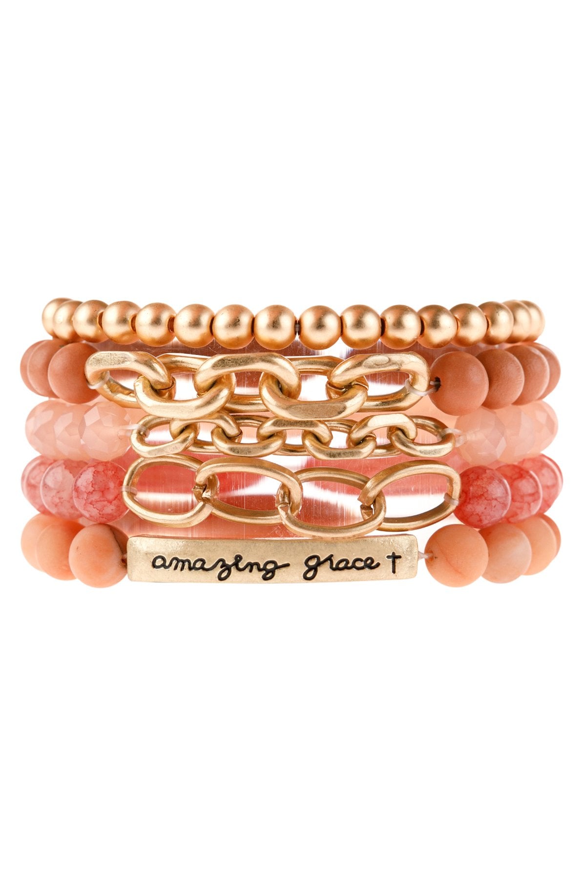 Riah Fashion - "Amazing Grace" Charm Multiline Beaded Bracelet - 8 COLOR STACKS -