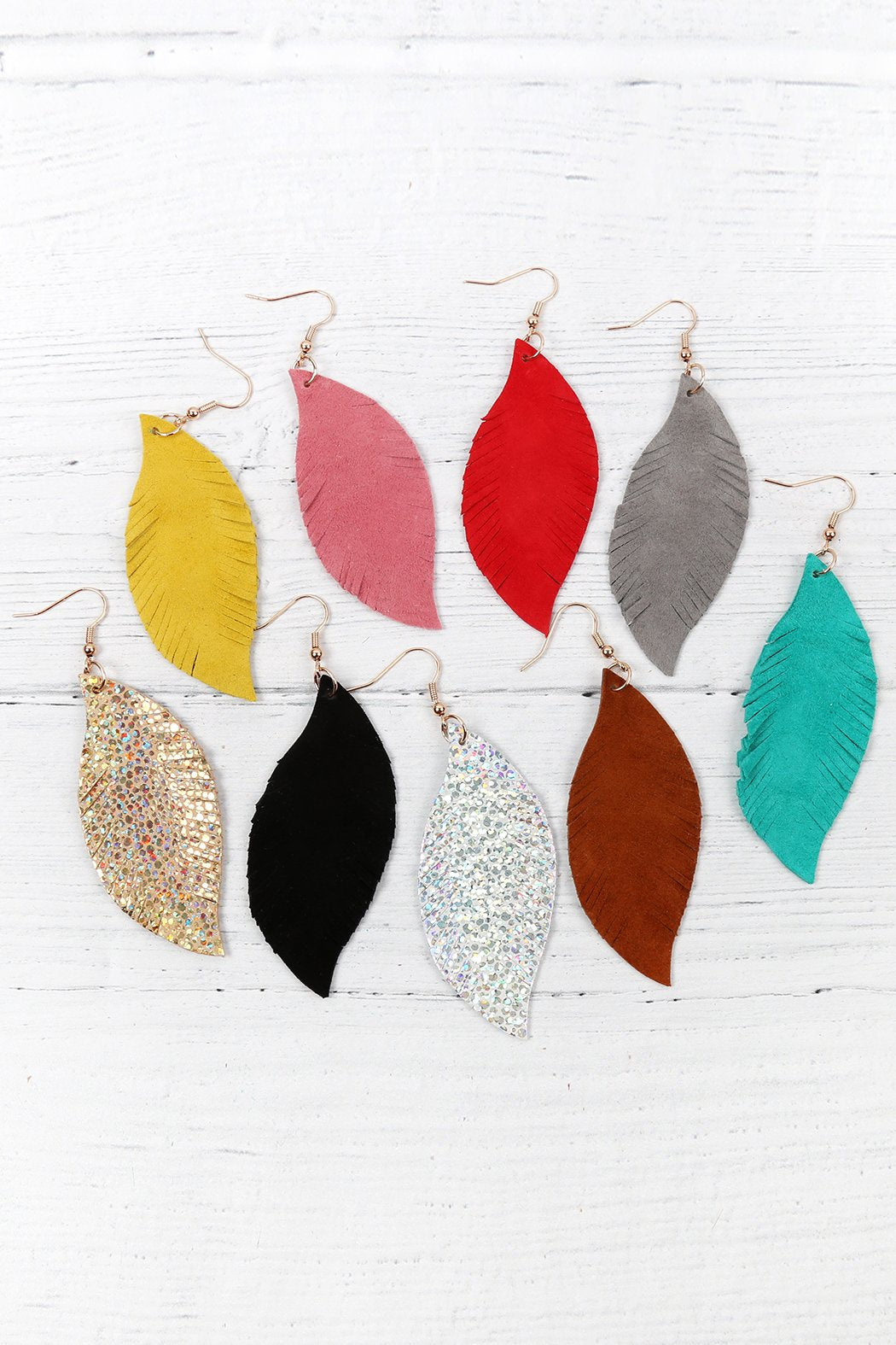 Fringe Suede Leather Earrings - 13 COLORS -