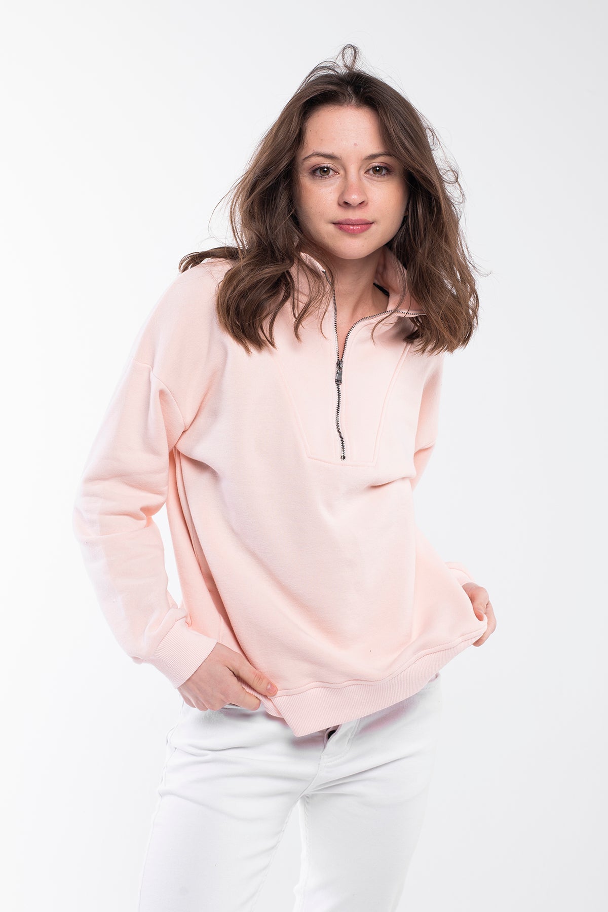 Zipped Neck Sweatshirt - 5 COLORS -