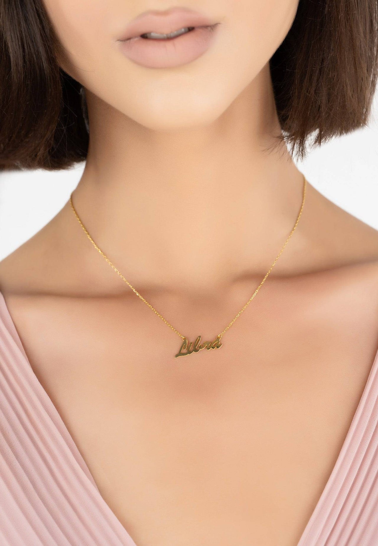 Zodiac Star Sign Name Necklace Gold Libra -