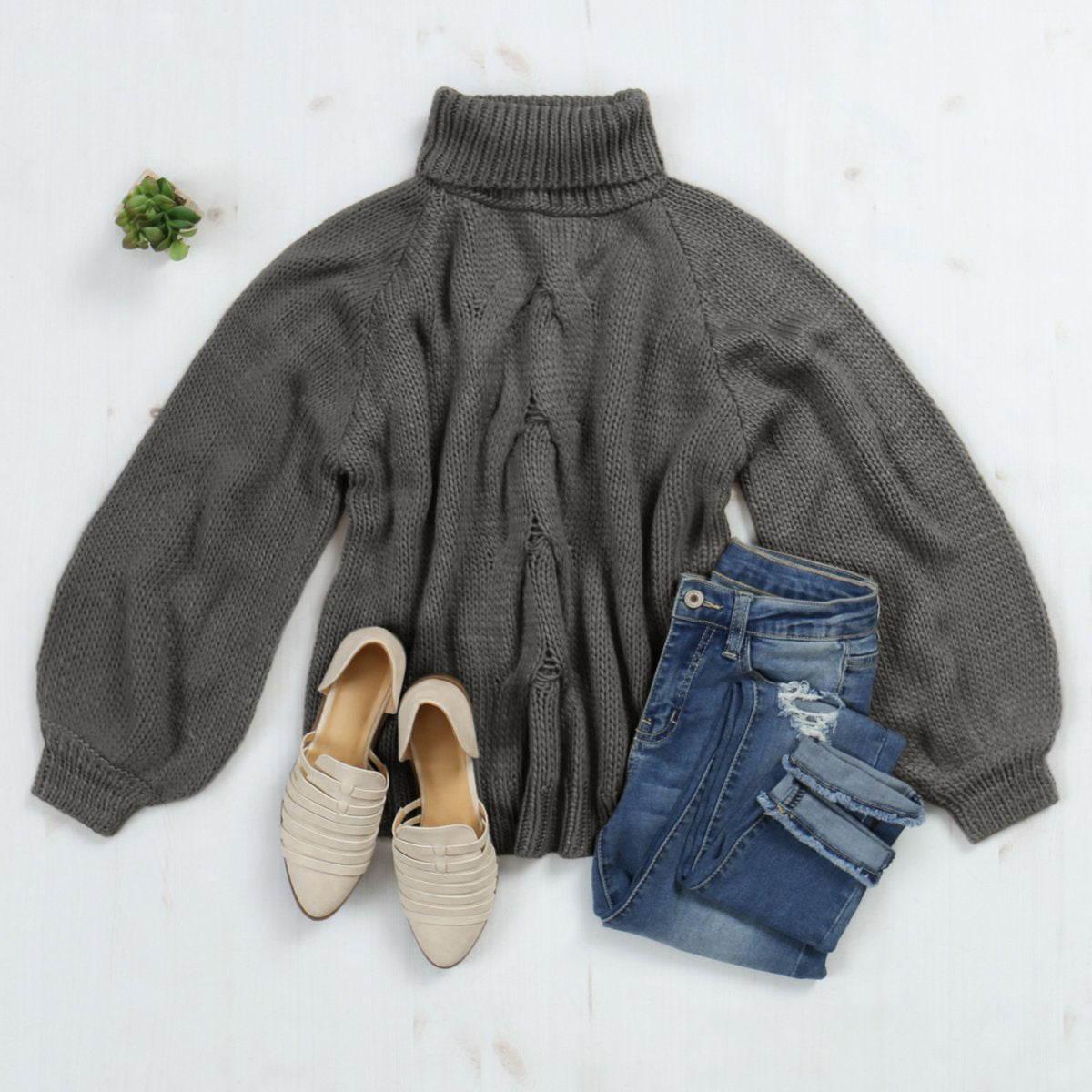 Riah Fashion - Chunky Cable Knit Turtleneck Sweater - 9 COLORS -