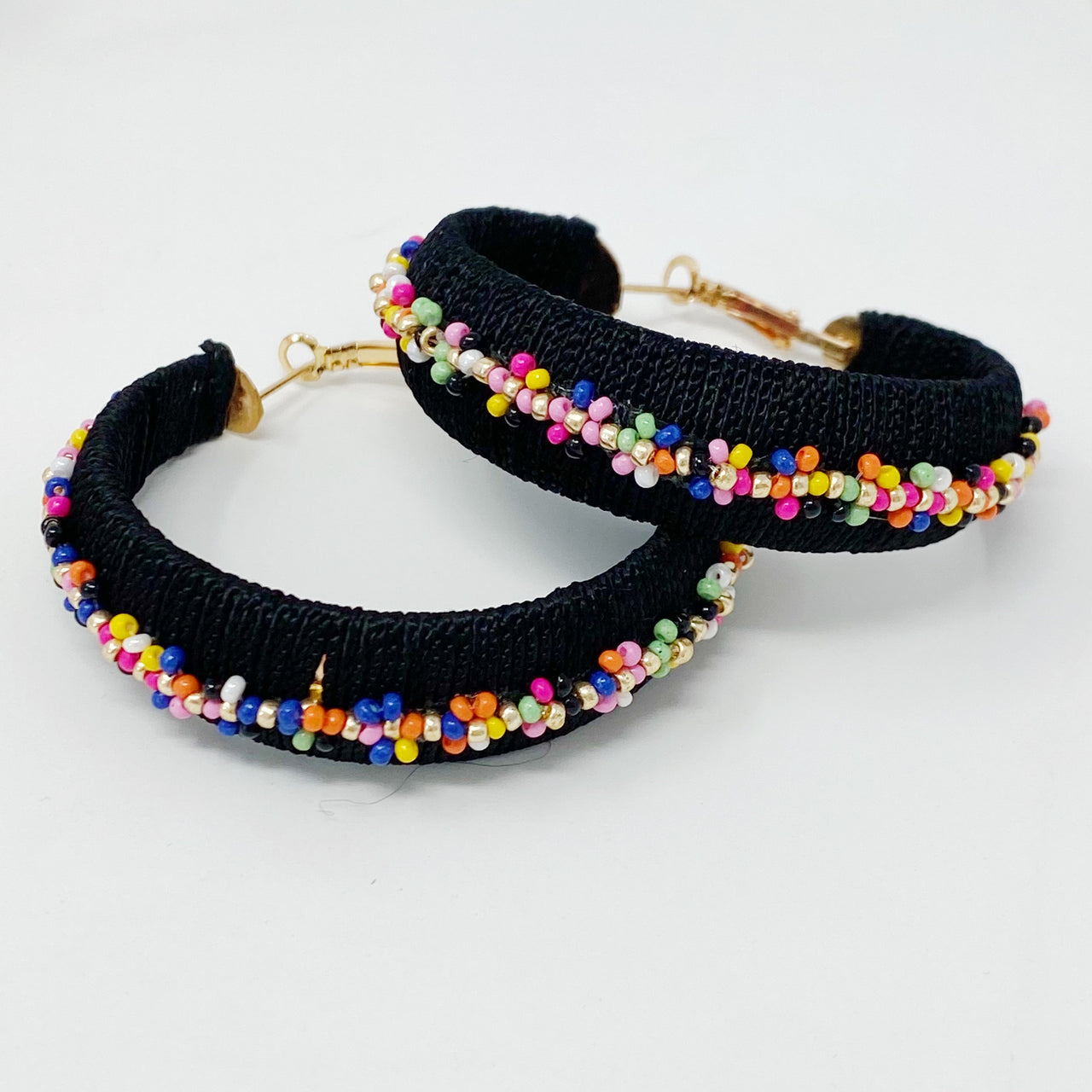 Ellison & Young - Beaded Hoop Earrings - 2 COLORS -