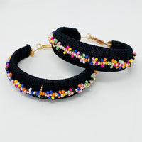 Thumbnail for Ellison & Young - Beaded Hoop Earrings - 2 COLORS -