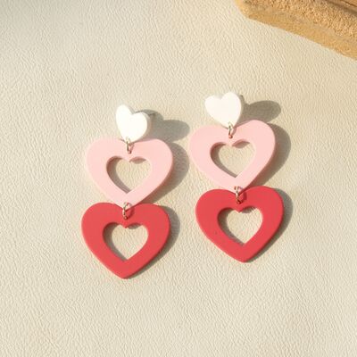 Cutout Heart Acrylic Dangle Earrings - T - 3 COLORS -