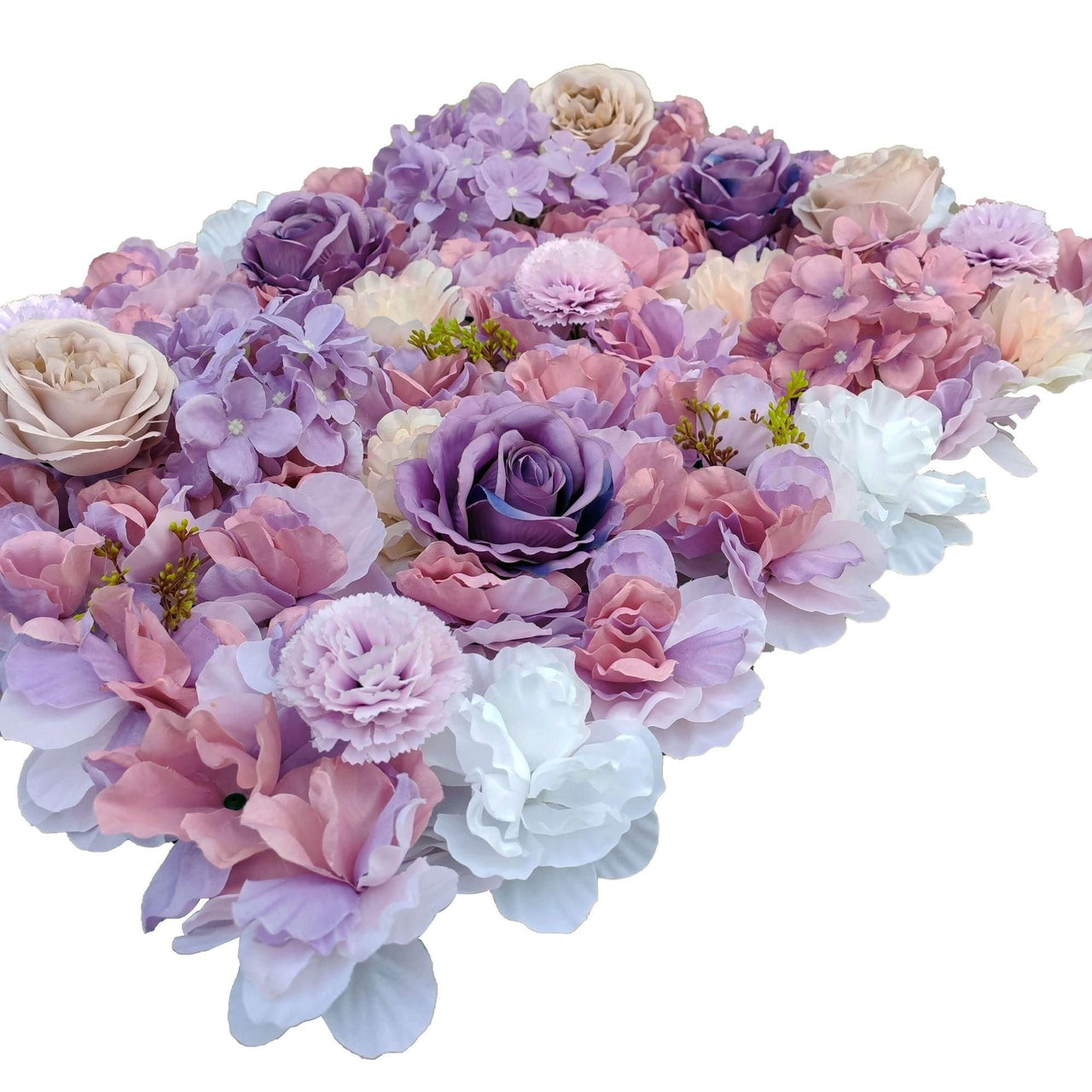 Artificial Flower Wall Backdrop Panel 40cm X 60cm Mixed Pink & White Flowers -