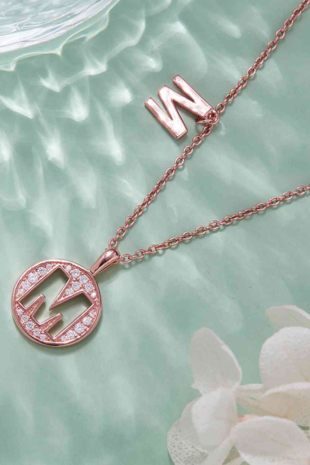 Moissanite K to T Initial Pendant Necklace