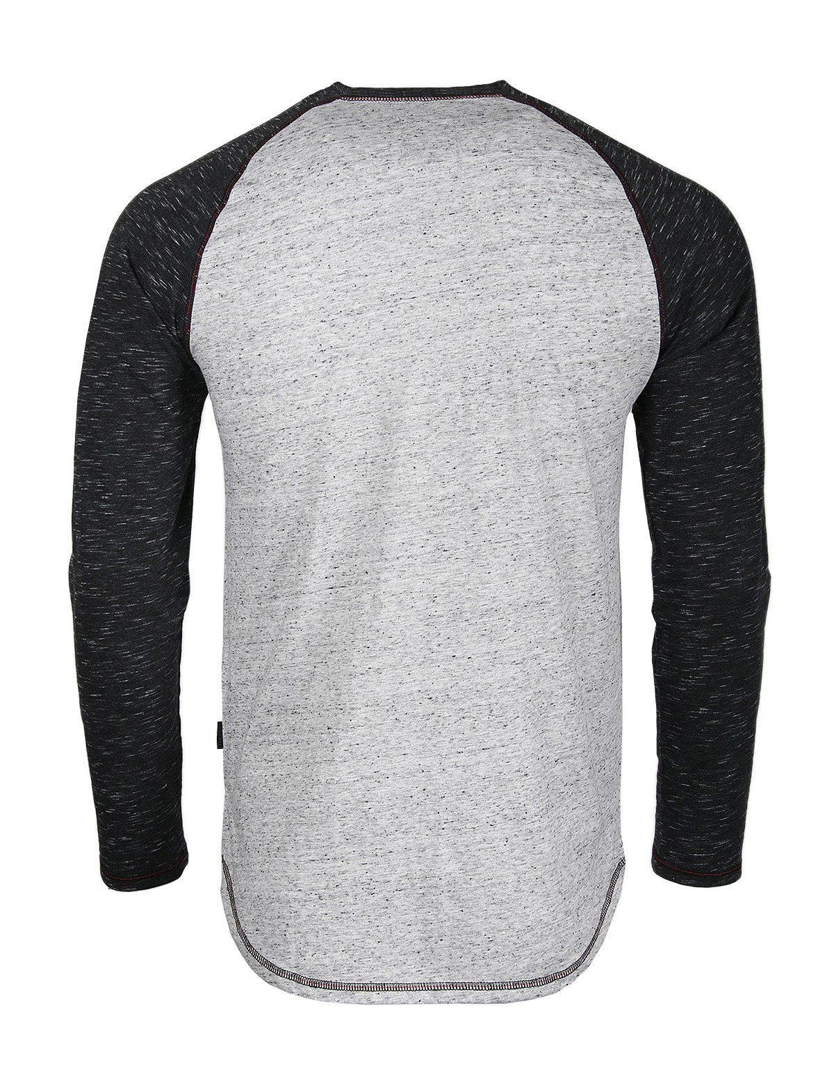 Long Sleeve Contrast Raglan Henley V-Neck T-Shirts - 1 COLOR -