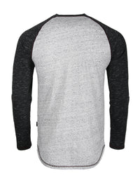 Thumbnail for Long Sleeve Contrast Raglan Henley V-Neck T-Shirts - 1 COLOR -