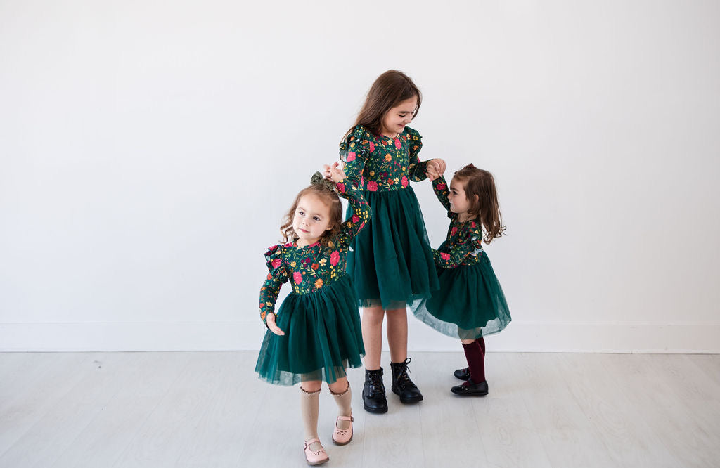 Eclipse Kids - Long Sleeve Tulle Dress - Moody Flowers - SIZES 2T THRU 11/12 -