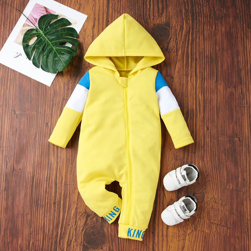 Tricolor Zip-Up Hooded Jumpsuit - T - 4 SIZES - 1 COLOR -