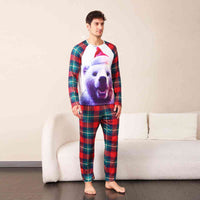 Thumbnail for MEN Graphic Round Neck Top and Plaid Pants Set - T -