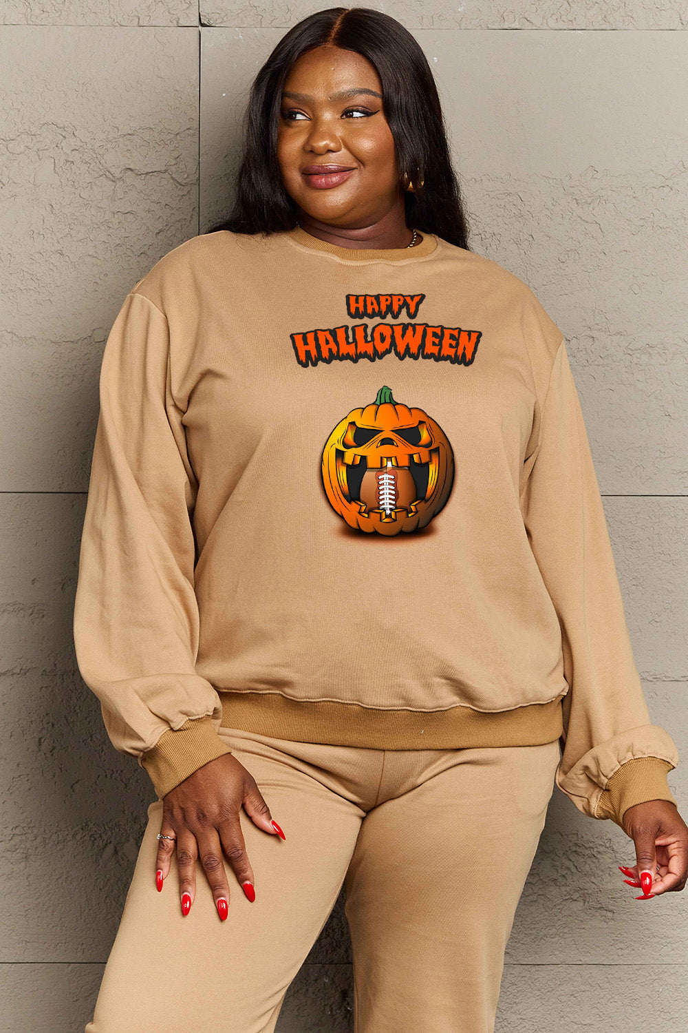 Simply Love Full Size HAPPY HALLOWEEN Graphic Sweatshirt - S THRU 3X - T - 6 COLORS -