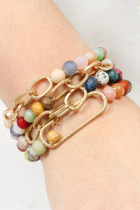 Thumbnail for Riah Fashion - Chain Beaded Stretch Bracelet - 6 COLORS -