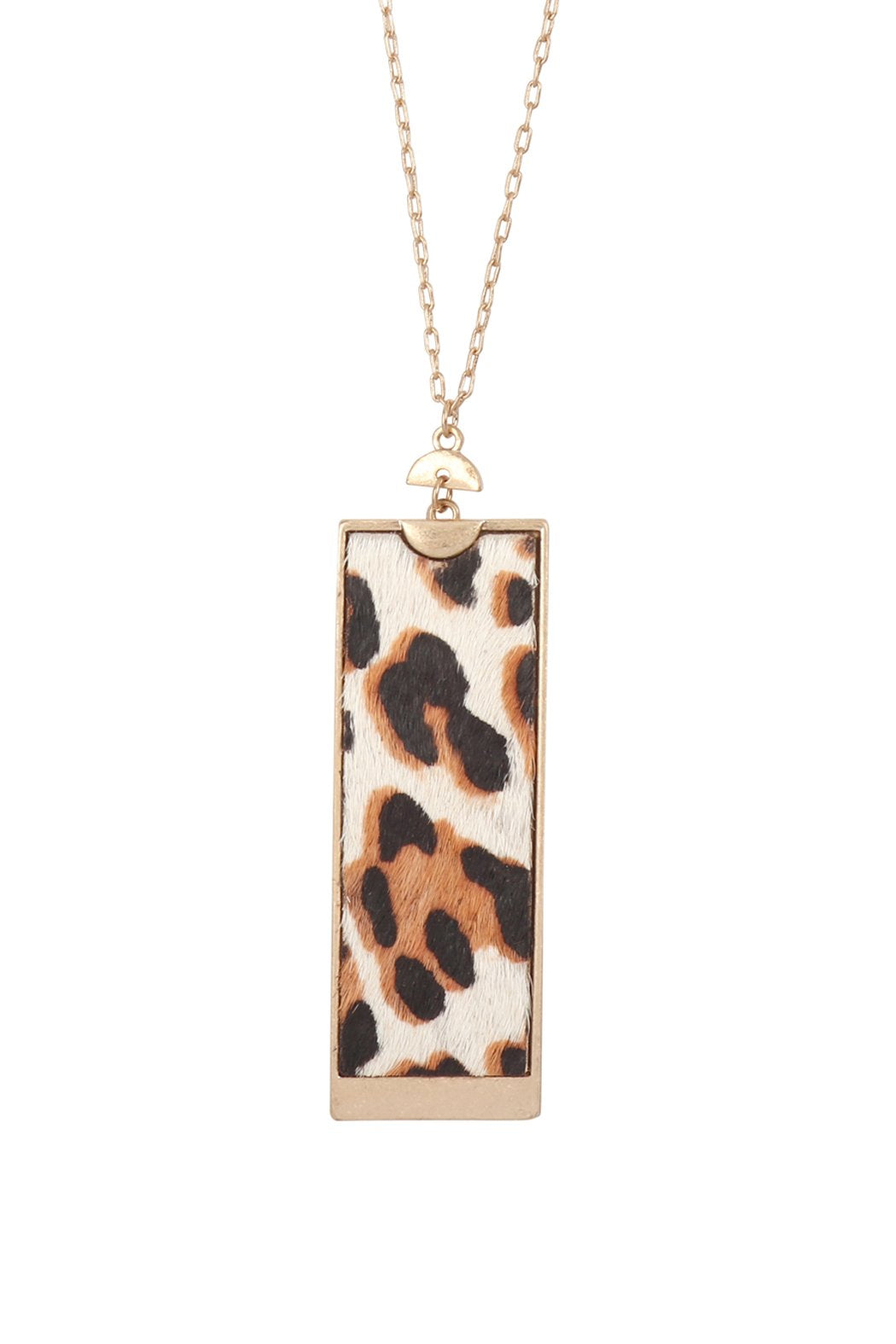 Rectangle Shape Leather Pendant Necklace - 7 COLORS -