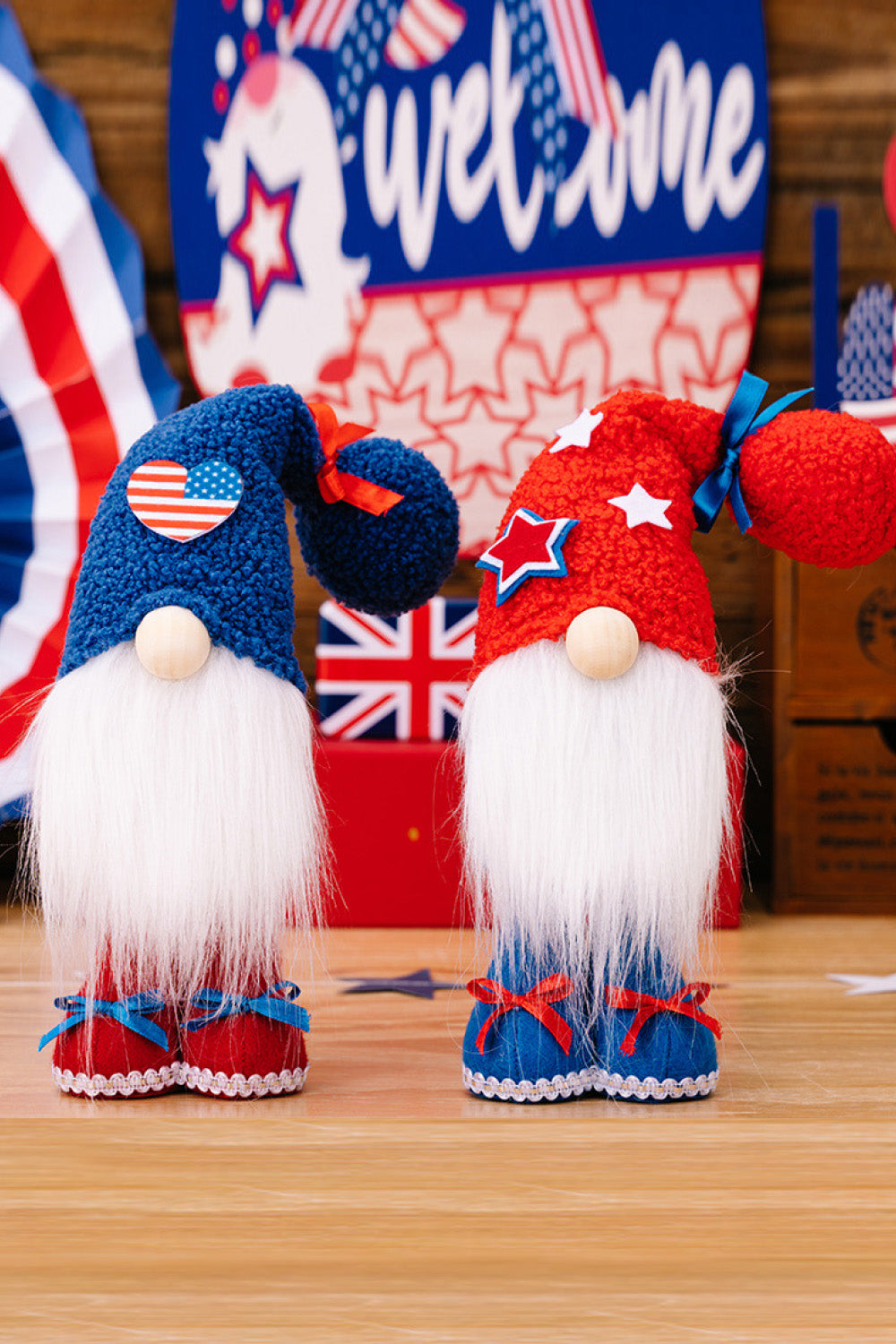 Set of 2 Independence Day Knit Beard Gnomes - 13.8" - 2 PCS - 2 TYPES / SET - [5-10 DAY DELIVERY] - T -