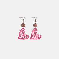 Thumbnail for Faux Leather Iron Hook Heart Earrings - T - 3 COLORS -