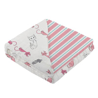 Thumbnail for Playful Kitty and Candy Stripe Bamboo Muslin Newcastle Blanket -