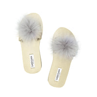 Thumbnail for SAND BY SAYA N.Y. - Mink Pom Pom Real Fur Slide - Espadrille Slide Flat Sandals for Women - 1 COLOR -