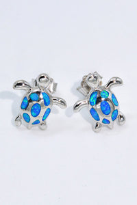 Thumbnail for Opal Turtle Platinum-Plated Stud Earrings - T - 1 COLOR -