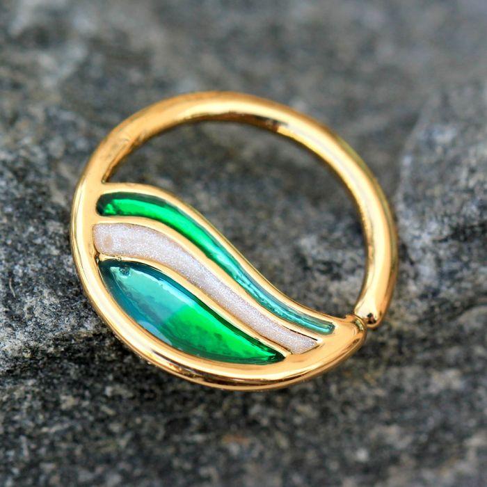 Gold Plated Green Wave Seamless Ear Ring -