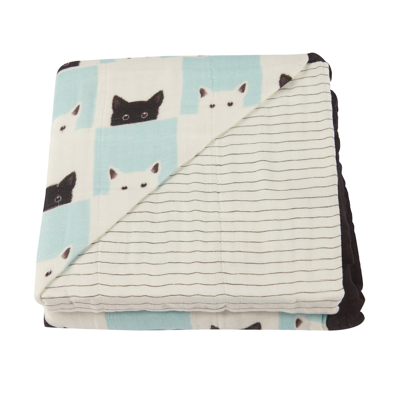 Peek-A-Boo Cats and Pencil Stripe Bamboo Muslin Newcastle Blanket -