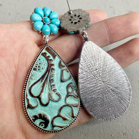 Thumbnail for Turquoise Flower Teardrop Earrings - T - 3 STYLES -