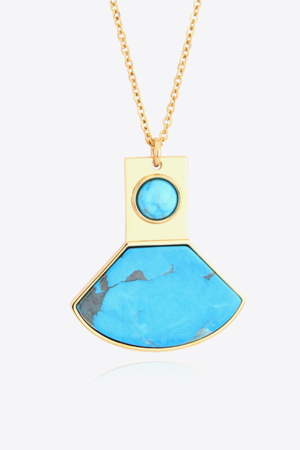 18K Gold Plated Turquoise Pendant Necklace - T -