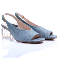 Thumbnail for Crystal Clear Heel Open Toe Pumps (Light Blue)