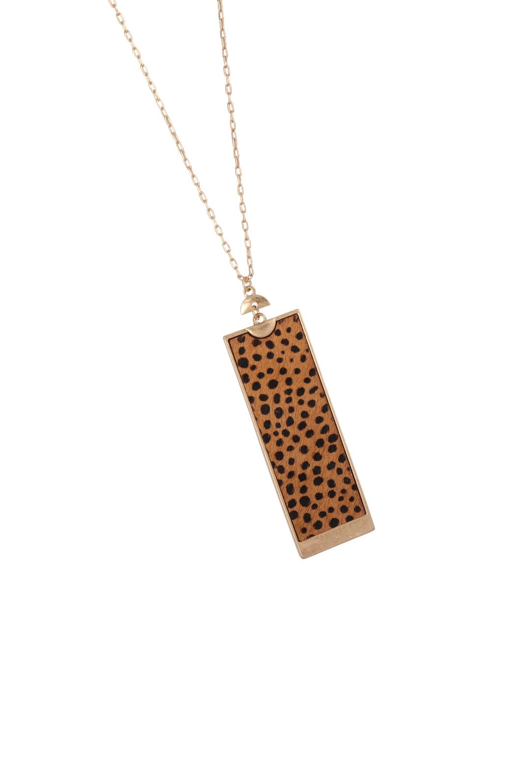 Rectangle Shape Leather Pendant Necklace - 7 COLORS -