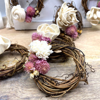 Thumbnail for Sunsum - Mini Grapevine Wreath Ornaments With Dried Flowers, 3” -