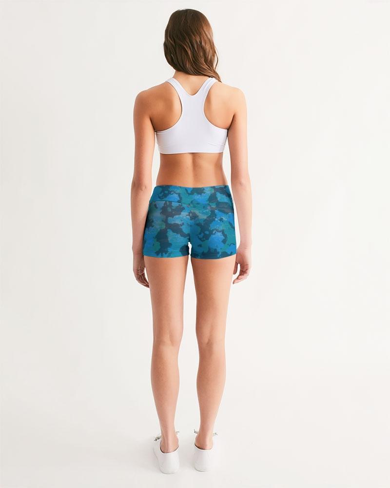 FYC - Women's Active Comfort Ocean Camo Mid-Rise Yoga Shorts - 1 COLOR -