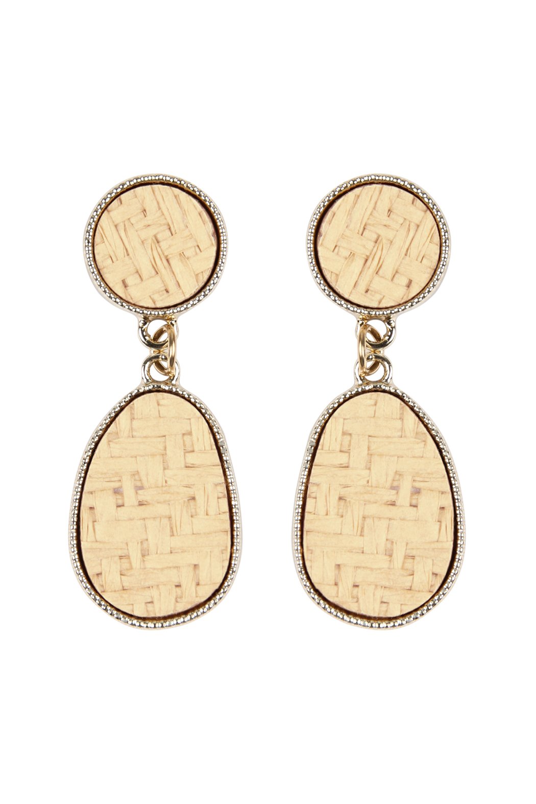 Woven Straw Dangle Drop Earrings - 3 COLORS -