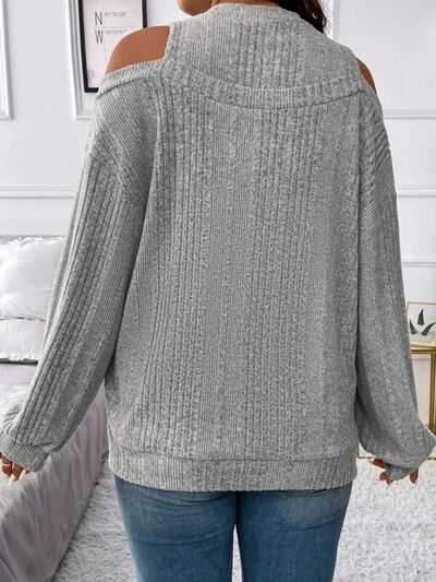 Round Neck Cold Shoulder Sweater - T - 4 COLORS -