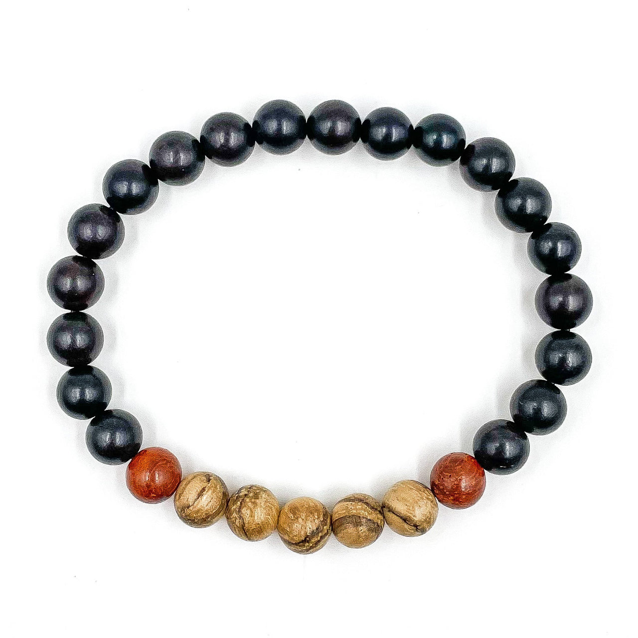 Kingston - Sandalwood, Red Rosewood, & Ebony Blackwood Mala Beaded Bracelet -