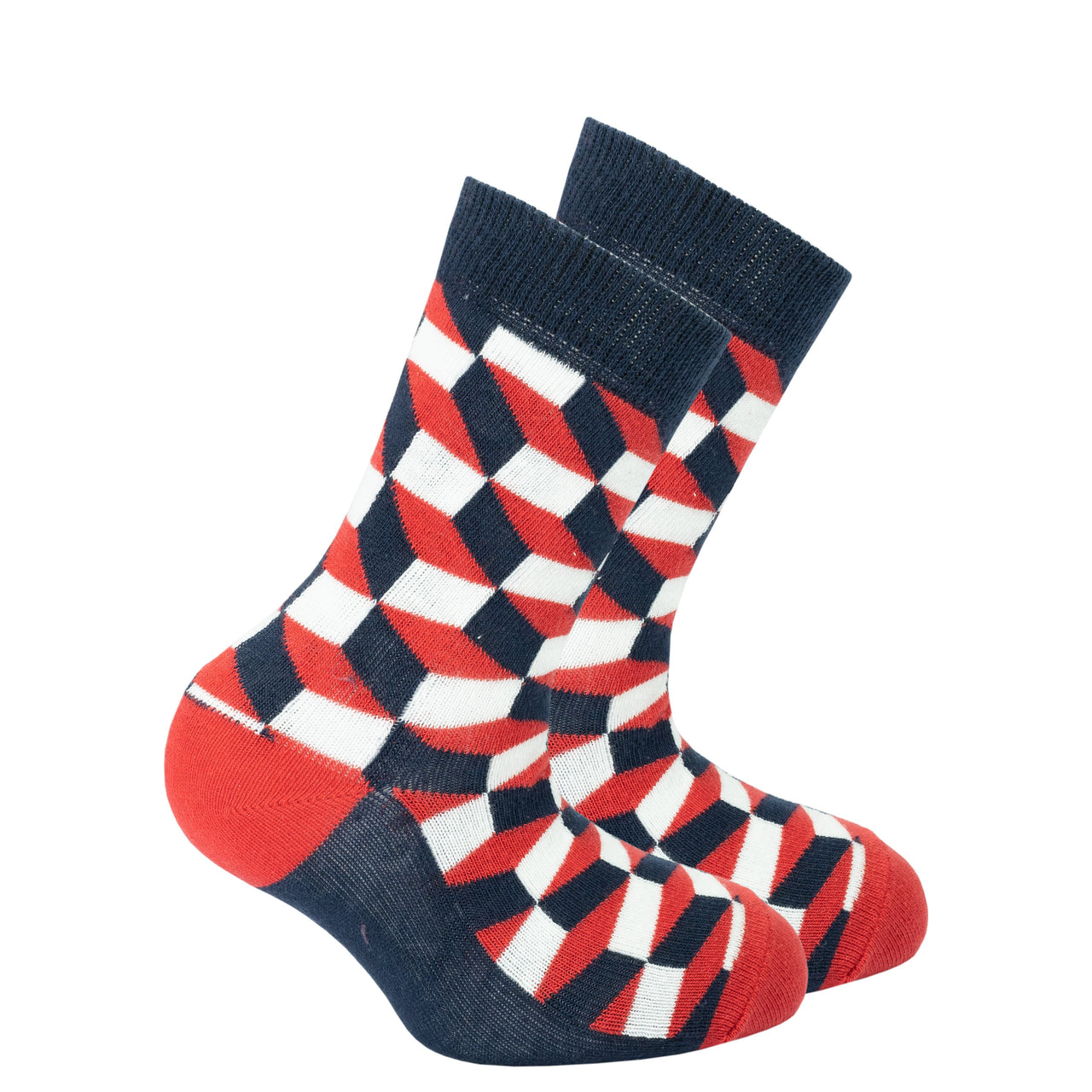 Kids Navy-Red Block Socks - 1 COLOR -