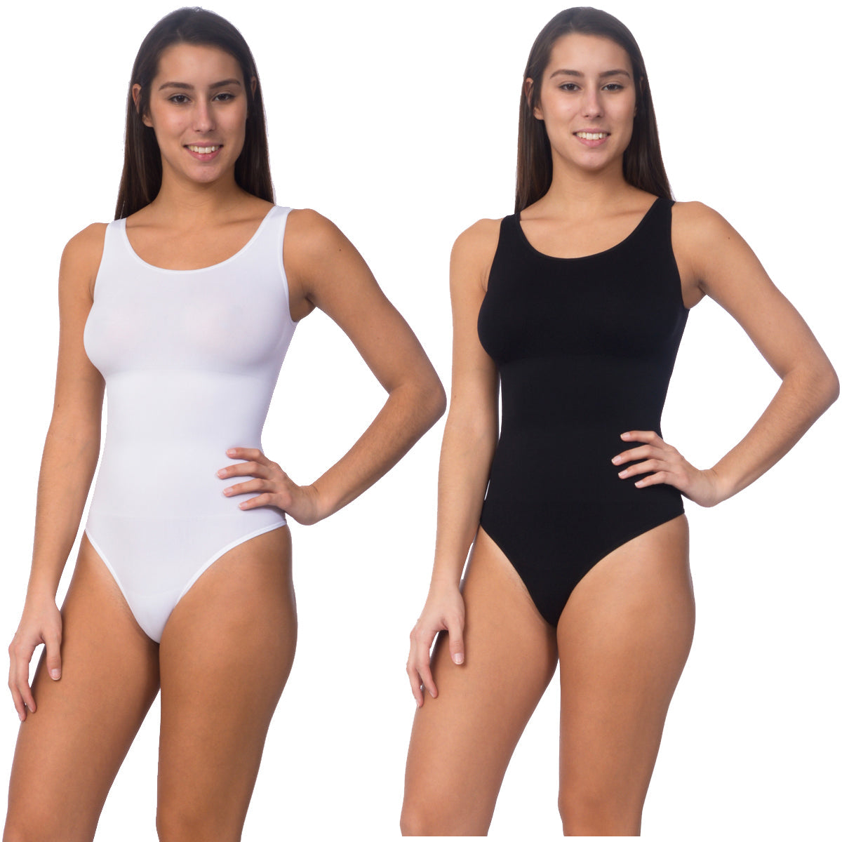 Seamless Shaping Bodysuit With Thong Bottom 2 Pack - 2 PCS. -