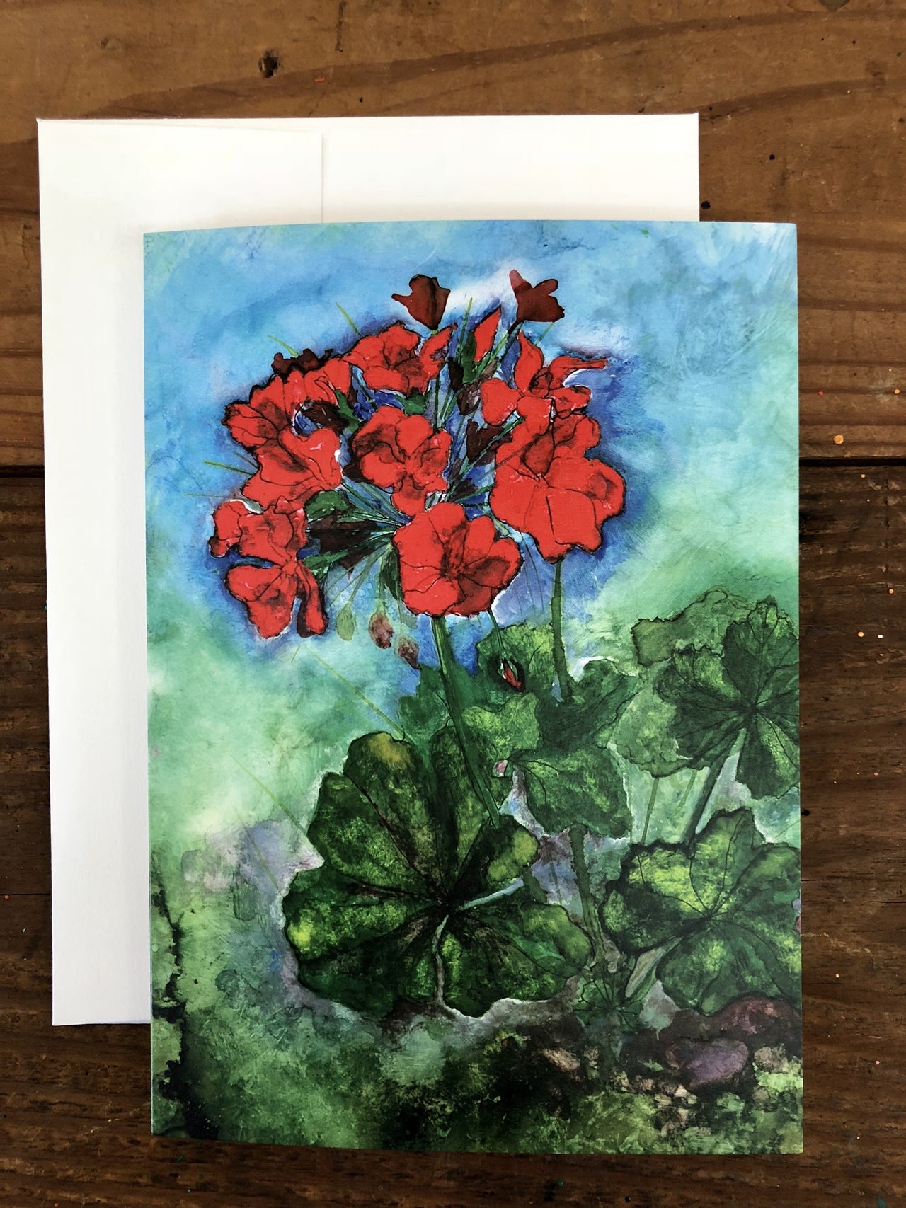 Geraniums : Greeting Card - 5"X7" - 1 OR SET(6) -