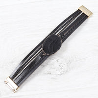 Thumbnail for Riah Fashion - Large Semi Stone Leather Wrap Bracelet - 7 COLORS -