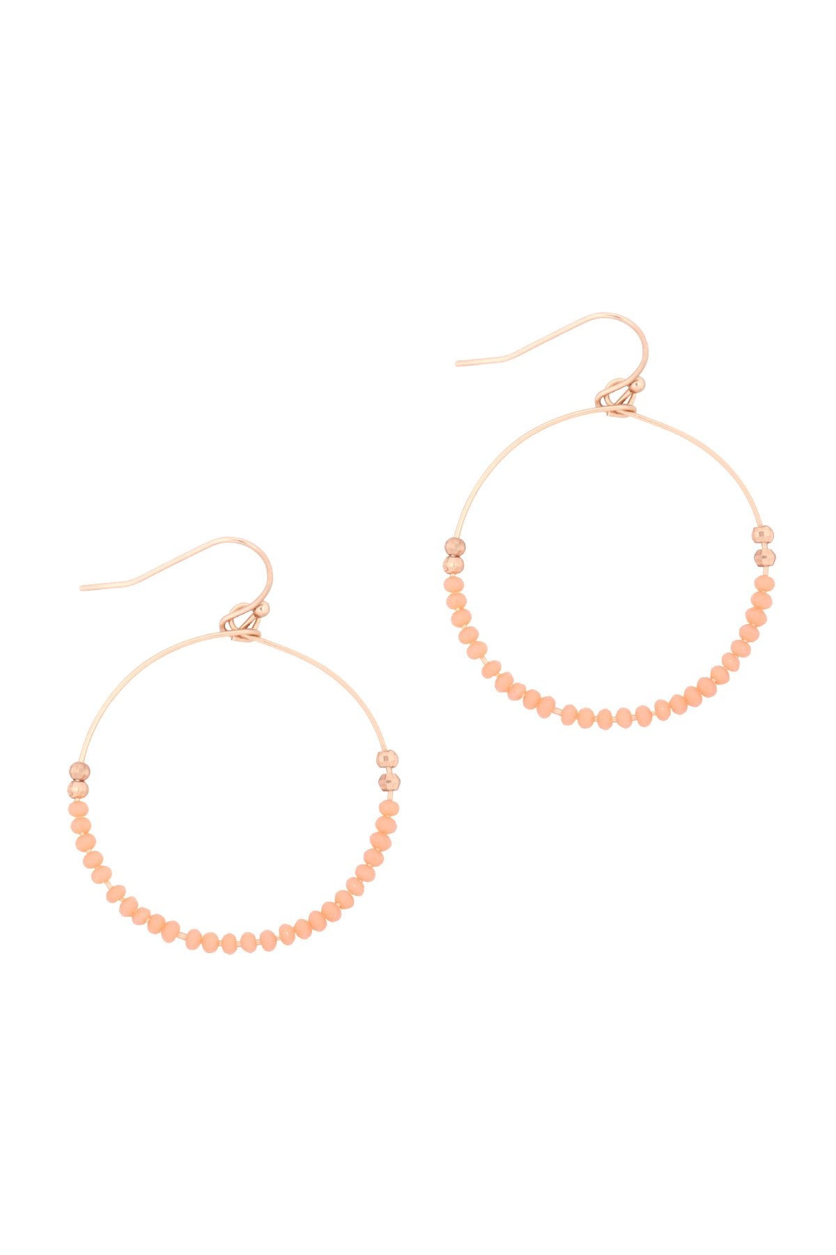 Riah Fashion - Glass Bead Round Earrings - 6 COLORS