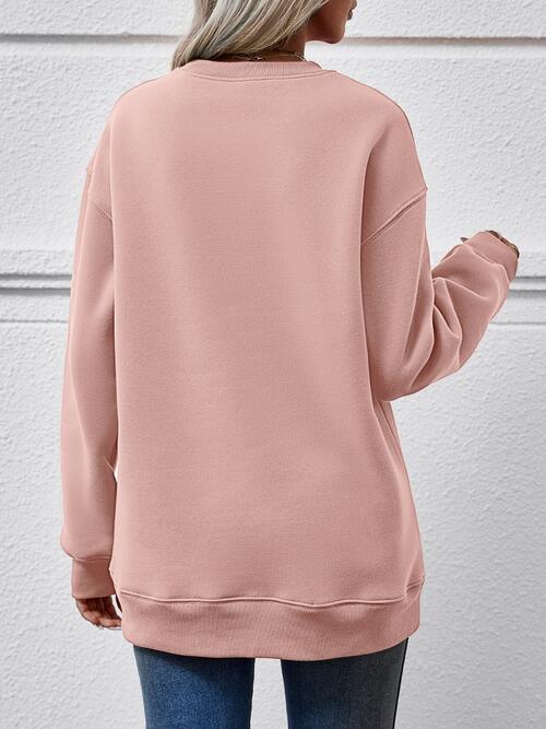 Graphic Round Neck Dropped Shoulder Sweatshirt - T - 9 COLORS -